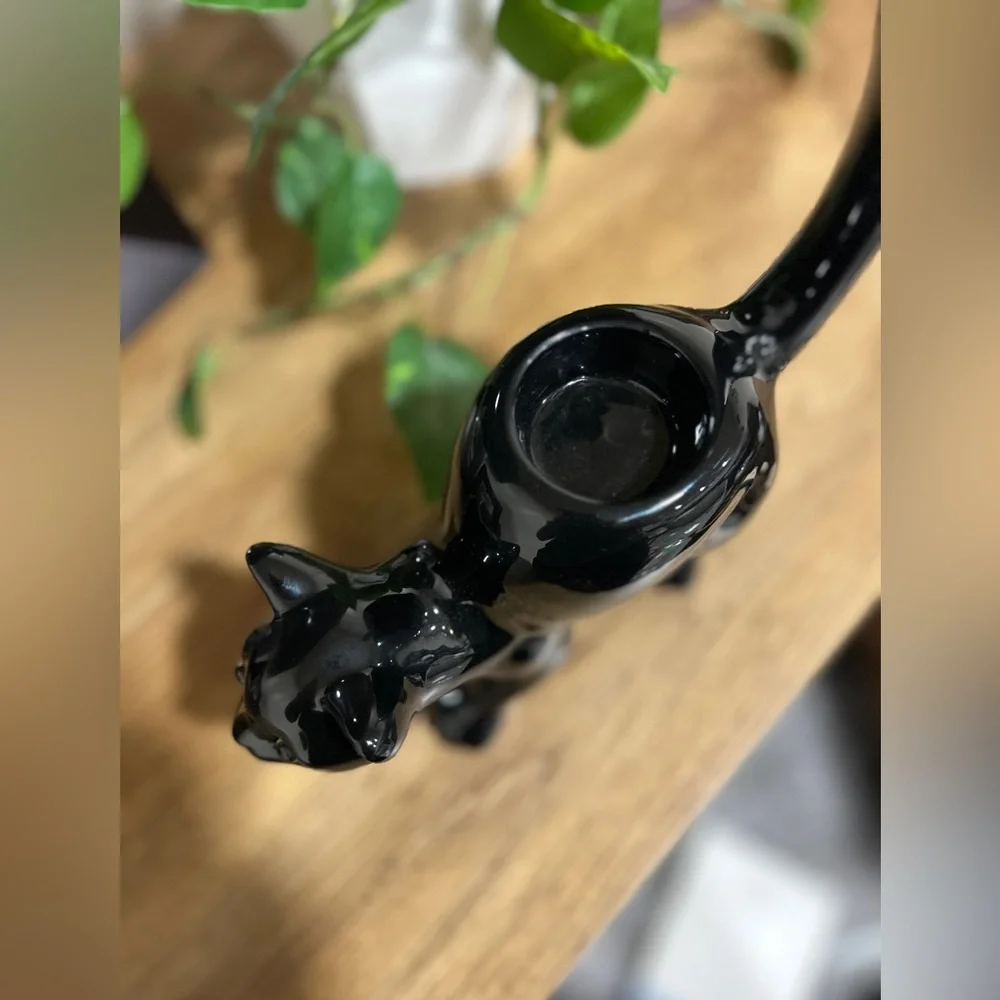 PartyLite Retired Halloween Black Cat Tealight Holder - Picture 4 of 7